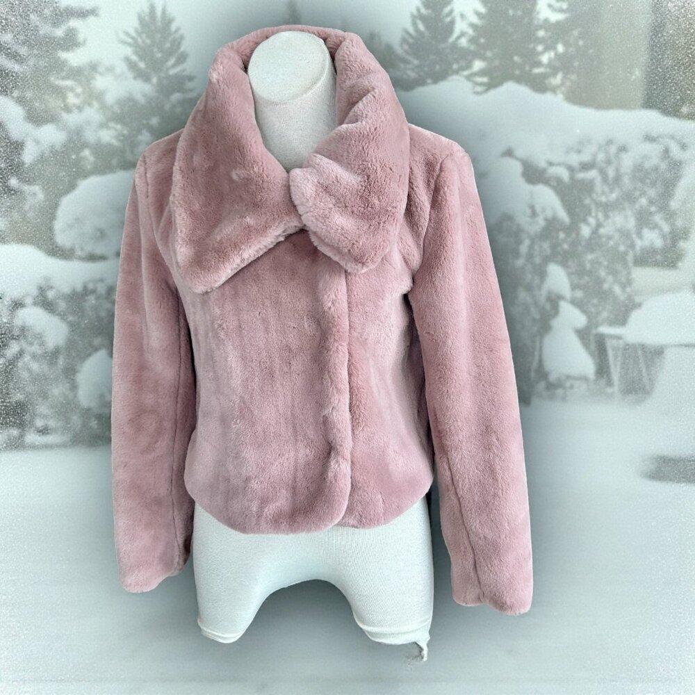 Timing Mauve Pink Plush Faux Fur Teddy Glam Peacoat Size Medium